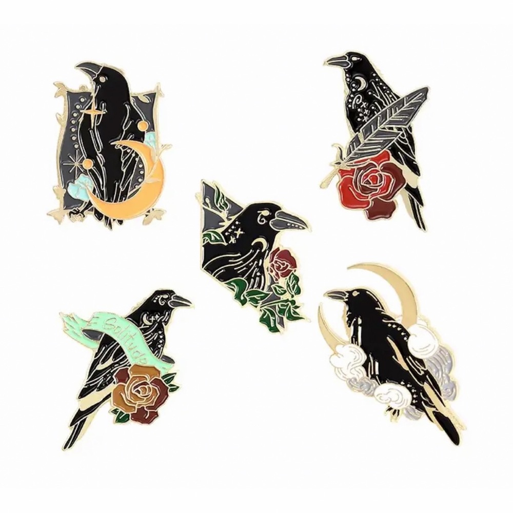 $2 RAVEN PIN/BROOCH. ENAMEL/METAL. NEW. $2 WITH ANY $10 ORDER OR MORE - Picture 2 of 16